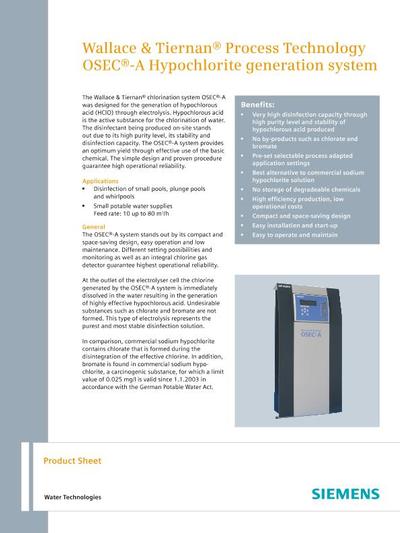 OSEC®-A Hypochlorite Generation System | Evoqua Water Technologies ...