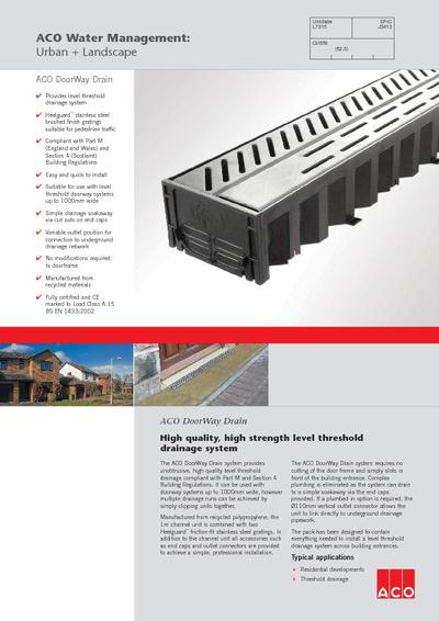 ACO DoorWay Drain for thresholds | ACO Water Management | ESI External ...