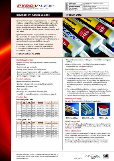 Intumescent acrylic sealant | Pyroplex | ESI Building Design