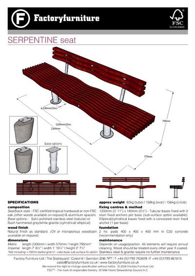 SERPENTINE slatted hardwood seat with back | Factory ...