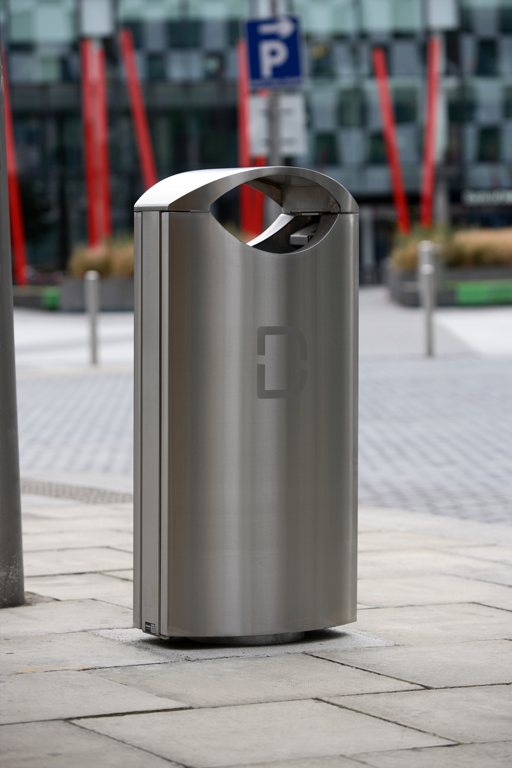 Stainless steel bins for Dublin Docklands business area Omos ESI