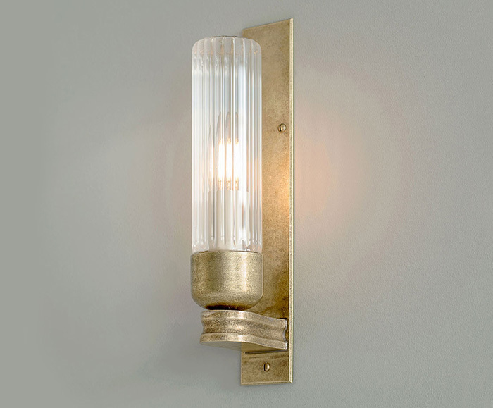Raydon brass wall light with fluted glass Jim Lawrence Traditional Ironwork ESI Interior Design