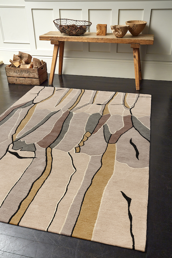 TREE BARK bespoke hand knotted wool and silk rug Deirdre Dyson ESI Interior Design