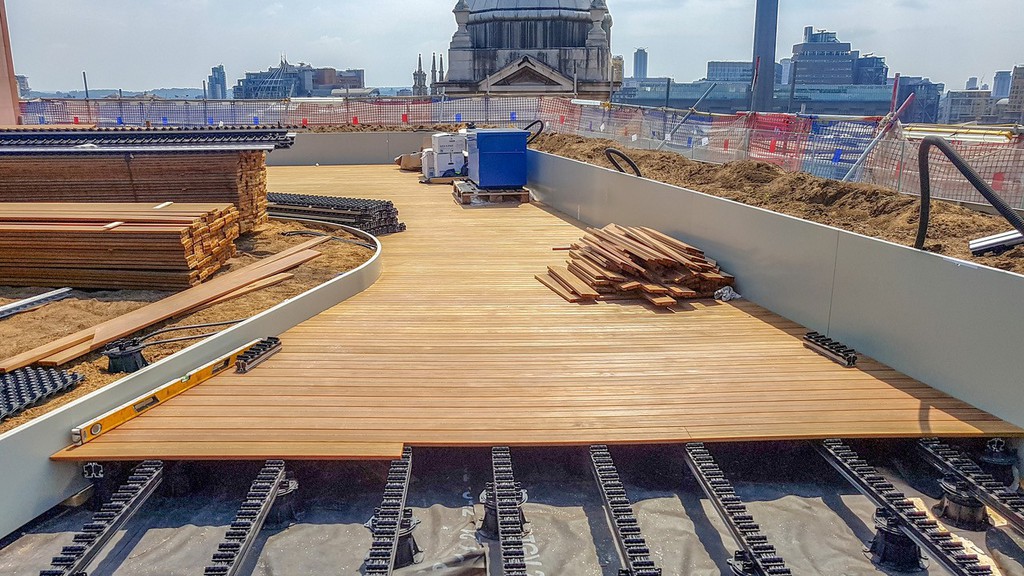 Adjustable pedestal system for corporate roof terrace Buzon UK ESI