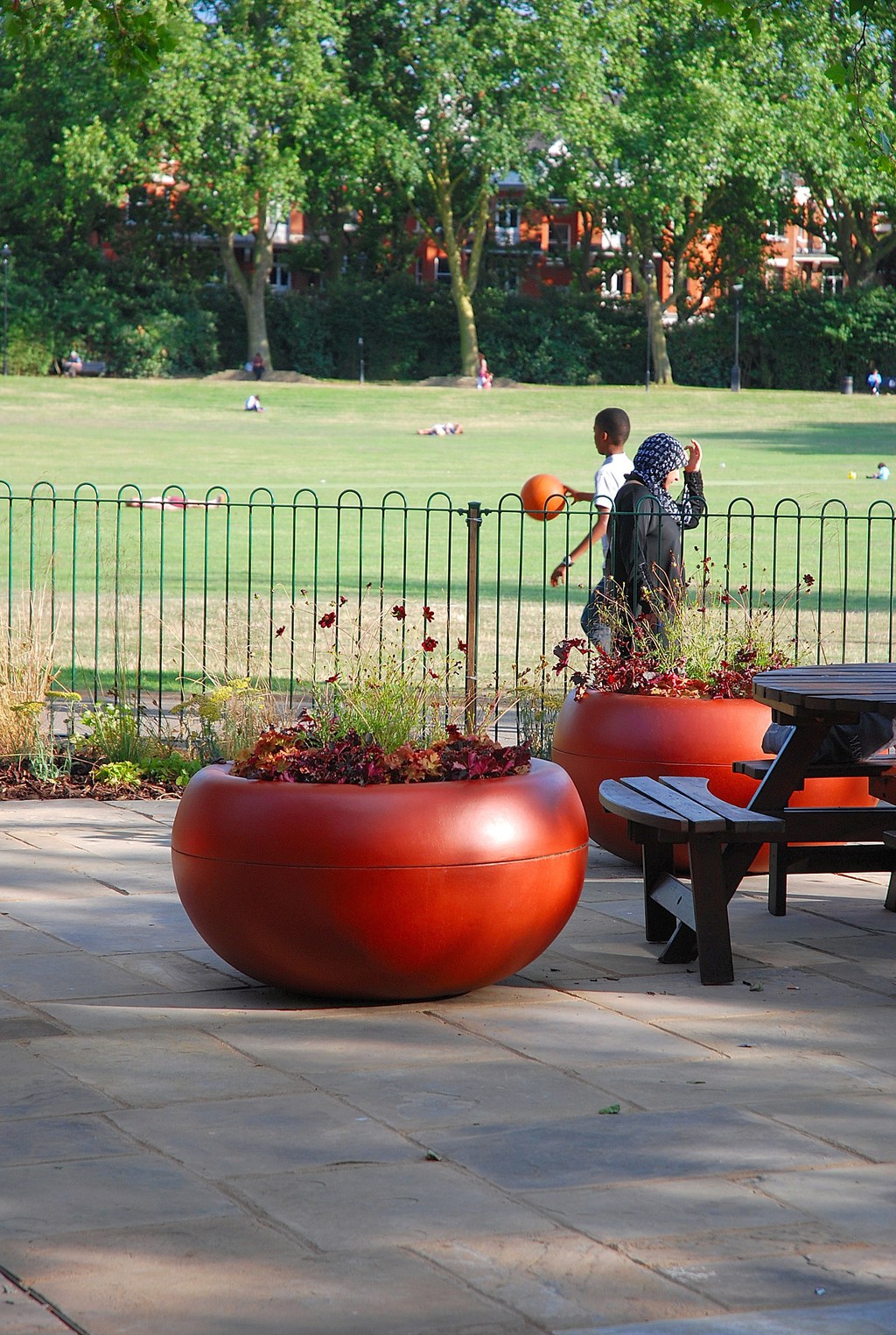 Custom-coloured planters, Paddington Recreation Ground | IOTA | ESI