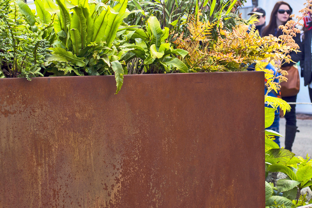 Bespoke corten steel planters, RBGE show garden IOTA ESI External Works