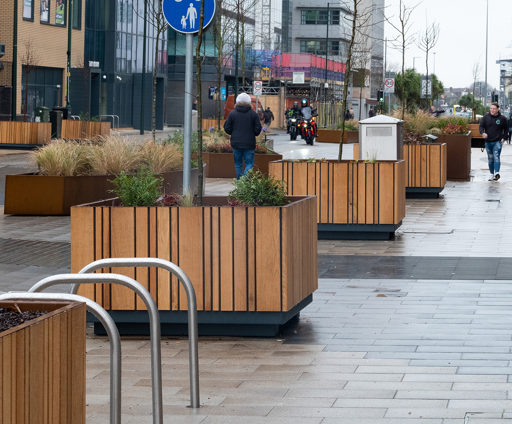 Bespoke steel planters for public realm IOTA ESI External Works