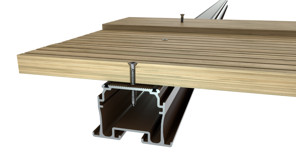 Raaft aluminium joist for screwed timber decking Kinley ESI