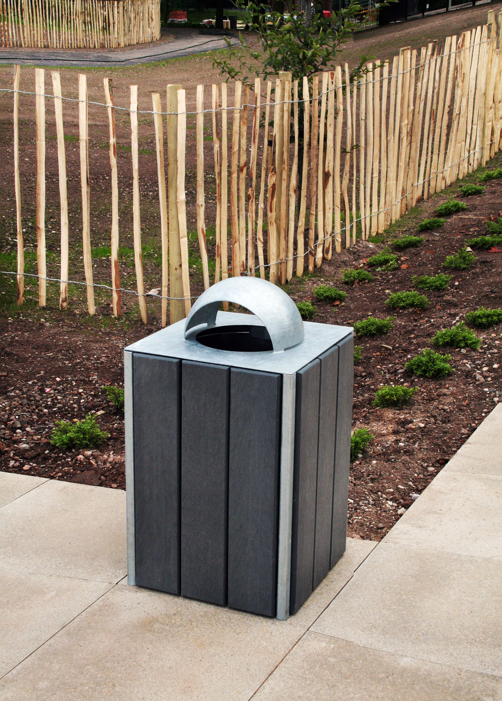 Sheldon Steel Frame Timber Litter Bin SLC302 Langley Design Street