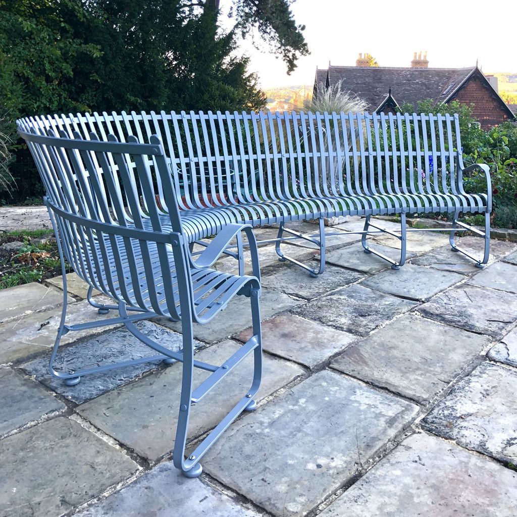 Curved hand-forged garden bench | James Price Blacksmith | ESI External