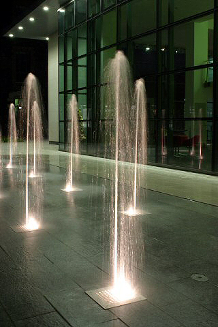 Dry plaza fountain feature, Mossley Mill, Newtonabbey Fountains