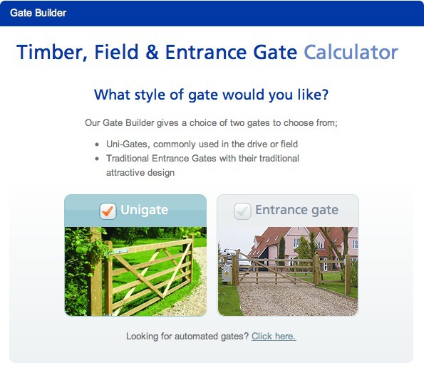 Timber, field and entrance gate calculator Jacksons Fencing ESI