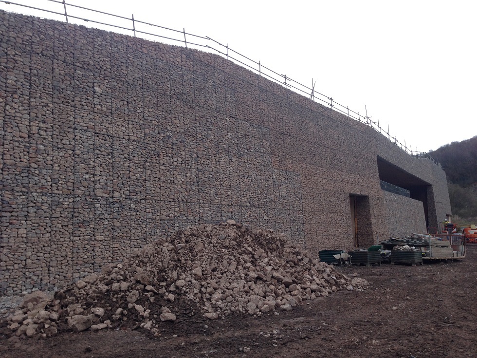 Gabion retaining wall woven wire Phi Group ESI External Works
