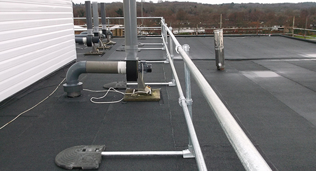 KeeGuard® freestanding roof edge guardrail system Safesite ESI Building Design