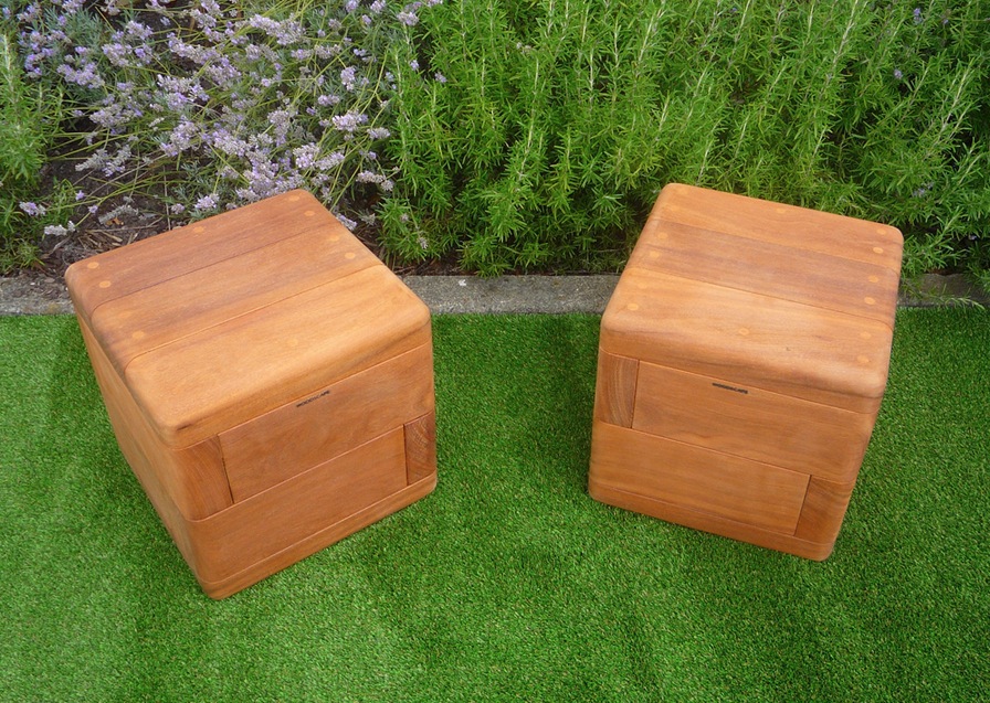 Box hardwood timber cube seating Woodscape ESI External Works