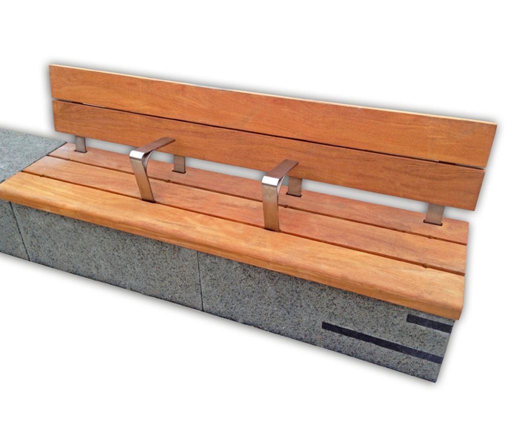 Granite and hardwood timber seat | Woodscape | ESI External Works