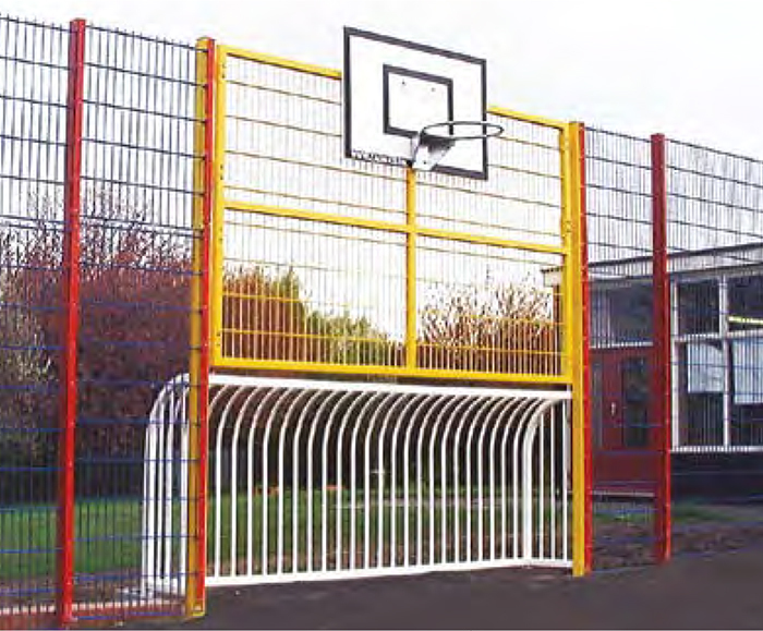 Fence mounted basketball hoop with steel backboard Zaun ESI External Works