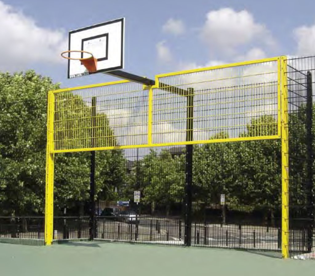 Fence mounted basketball hoop with steel backboard Zaun ESI External Works