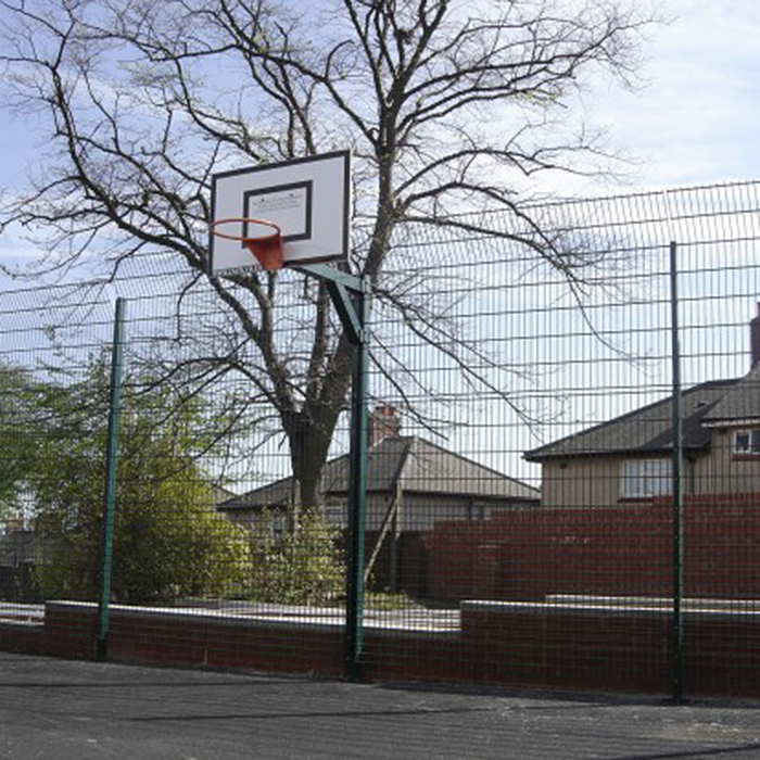 Fence mounted basketball hoop with steel backboard Zaun ESI External Works