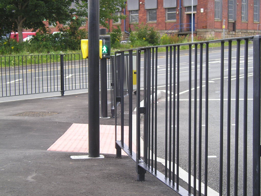 Optirail™ galvanised steel pedestrian guardrail system Alpha Rail ESI External Works