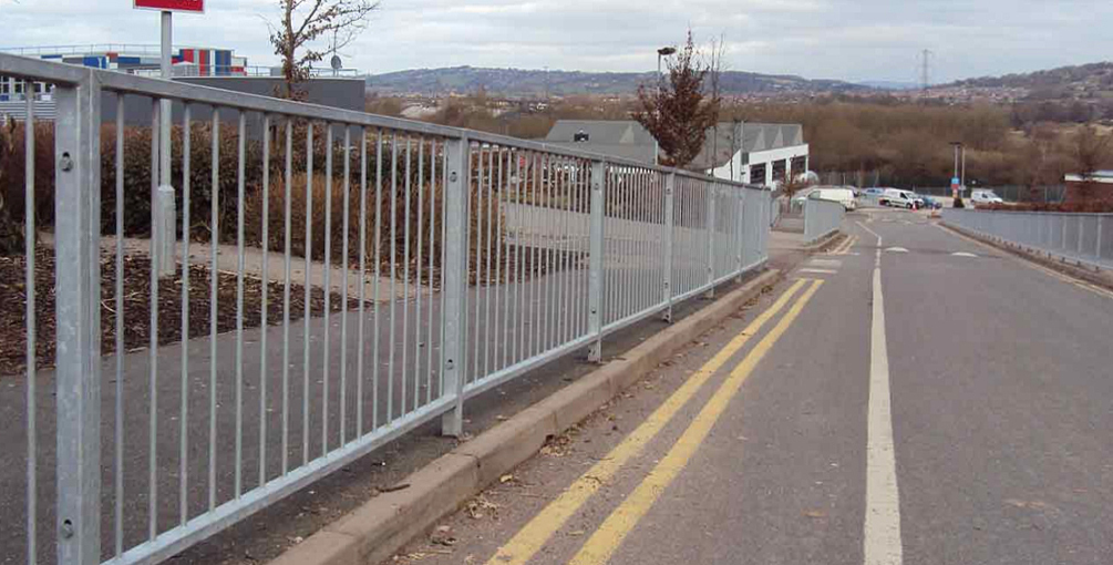 PedestrianGuard roadside pedestrian safety railings Barkers Fencing ESI External Works