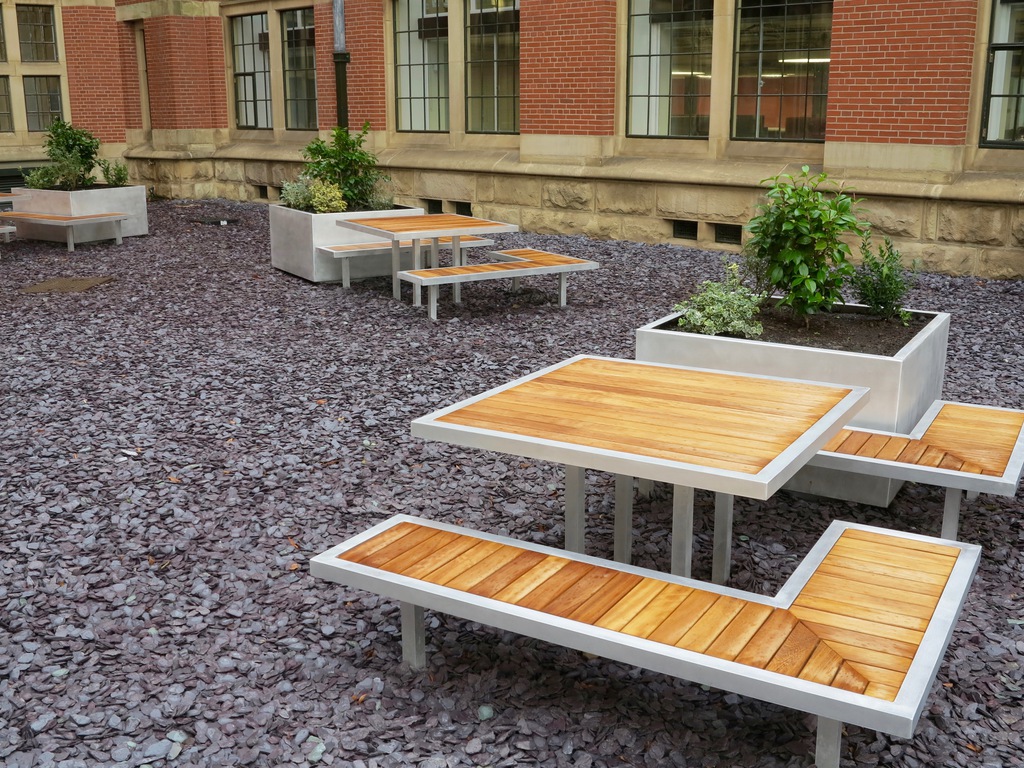 Outdoor furniture for University's rooftop courtyard Benchmark Design