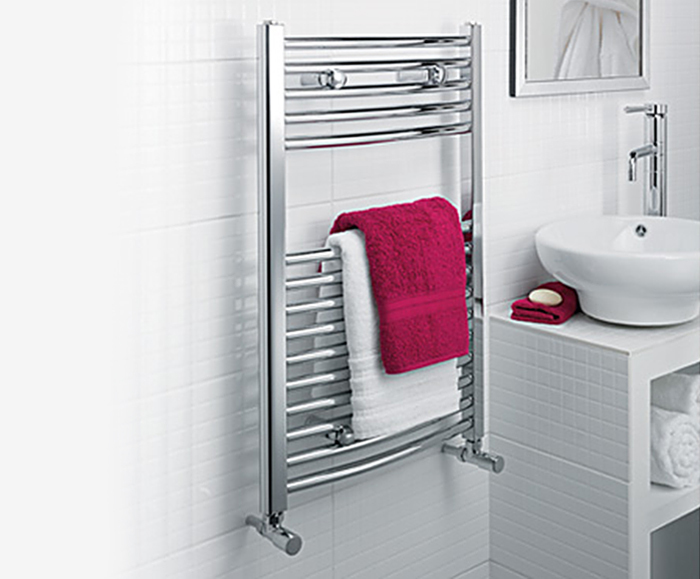 ULTRAHEAT Chelmsford arched towel rail in chrome Pitacs ESI
