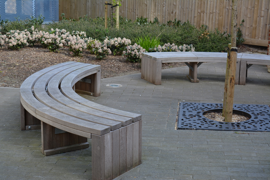 Rochford timber curved benches Street Design ESI External Works