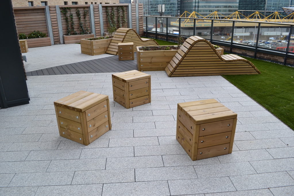 Timber Cube Seats Street Design ESI External Works