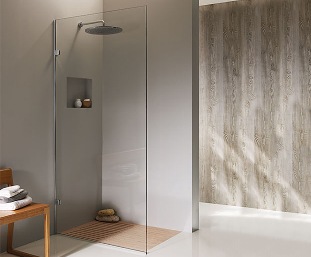 Monaco frameless walkin fixed panel shower screen Majestic Shower