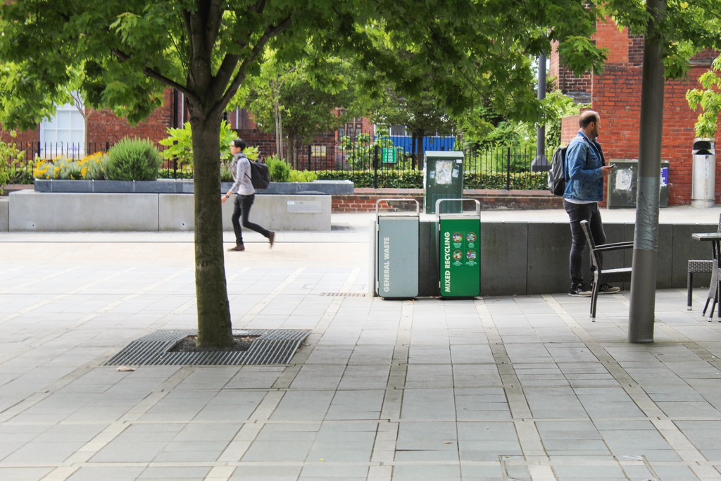 Litter and recycling bins for University of Sheffield Bailey