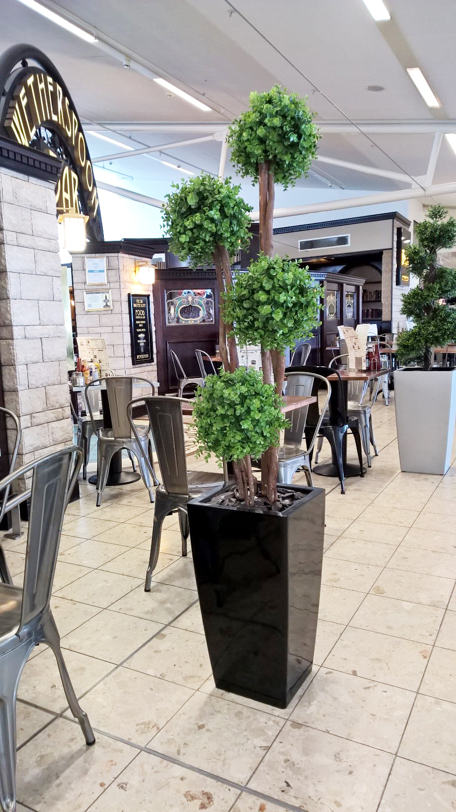 Kubik planters and artificial plants Edinburgh Airport Livingreen Design ESI Interior Design