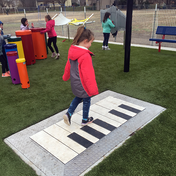 Outdoor Piano Features in School's Inclusive Playground Percussion Play ESI External Works