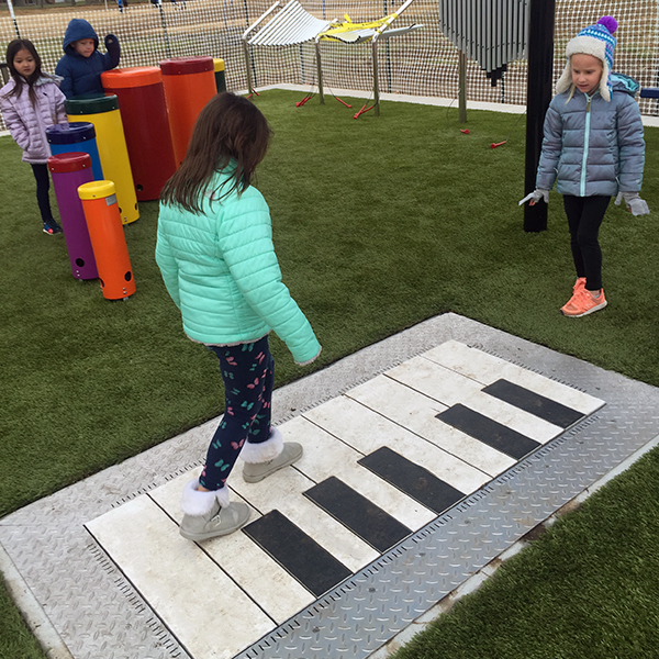 Outdoor Piano Features in School's Inclusive Playground Percussion Play ESI External Works