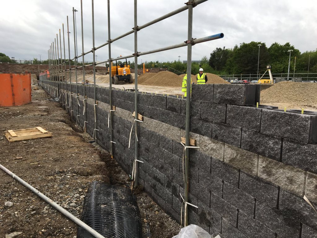 Keystone retaining wall system used for airport road Anderton ESI