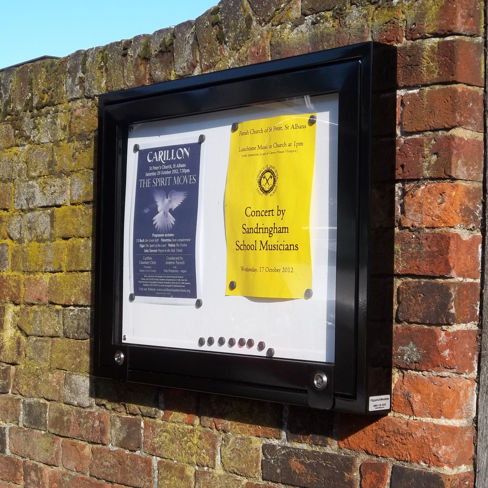 External metal noticeboards Fitzpatrick Woolmer Design & Publishing