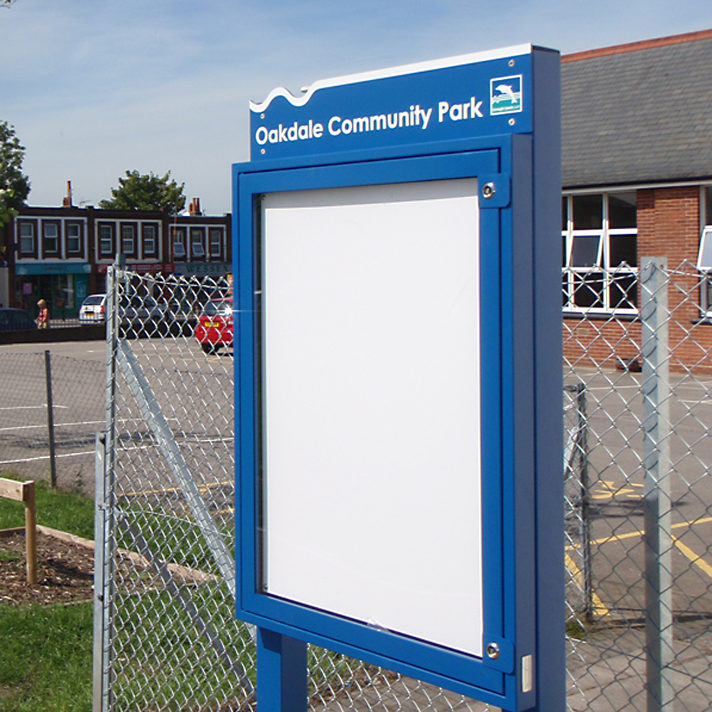External metal noticeboards Fitzpatrick Woolmer Design & Publishing