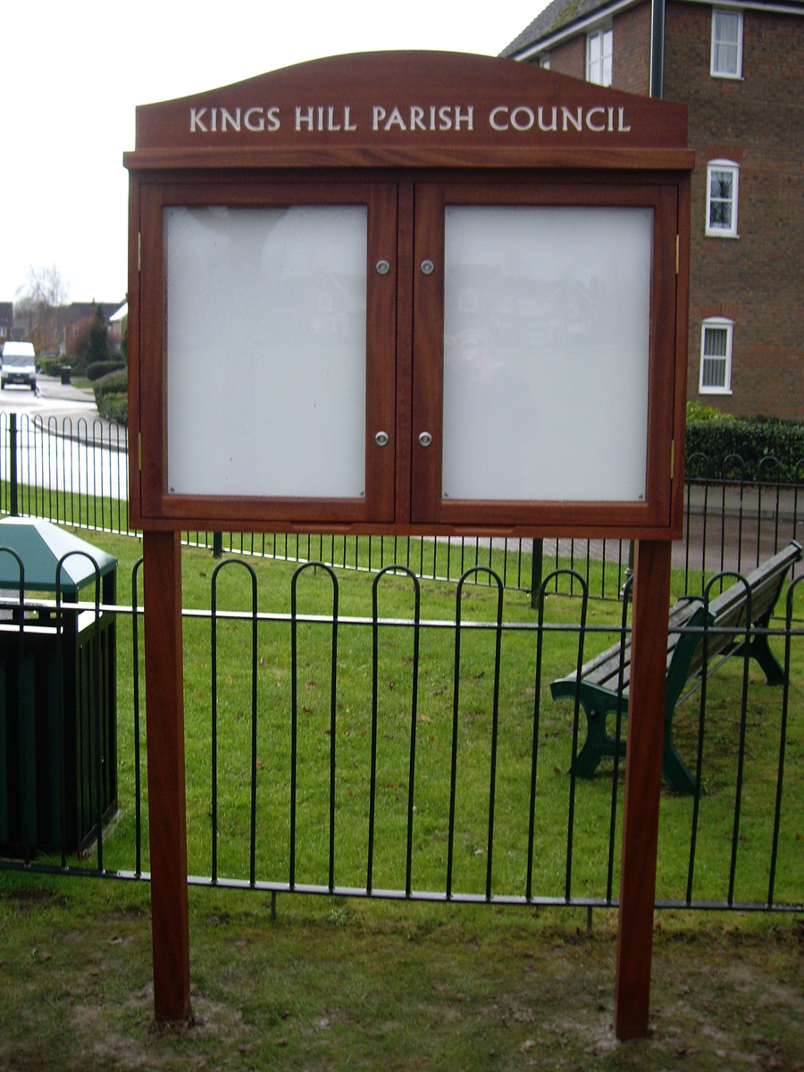 External wooden noticeboards Fitzpatrick Woolmer Design & Publishing