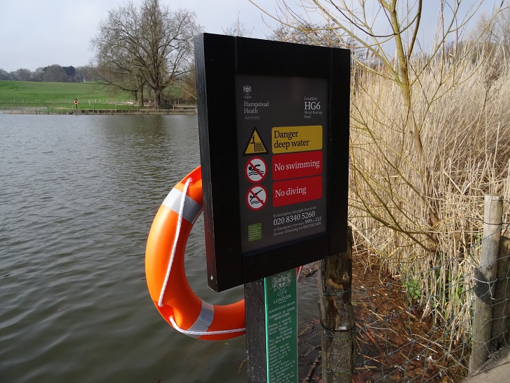 Information panels and warning signs for swimming ponds Fitzpatrick