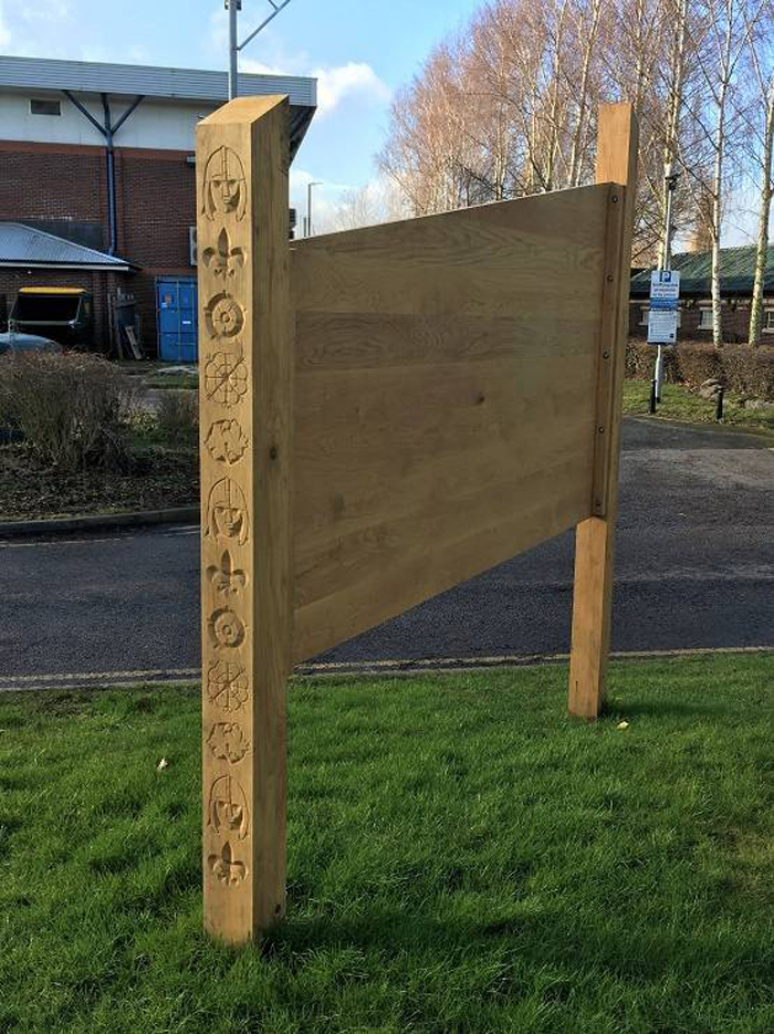 Handcrafted oak signage Tamworth Parks and Castle Fitzpatrick