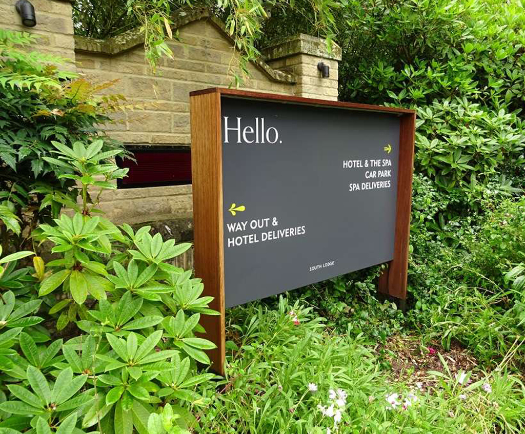 External directional signage for exclusive hotel and spa Fitzpatrick
