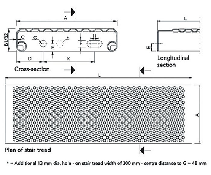 Type O2 Achil perforated stair treads Elefant Gratings ESI Building Design