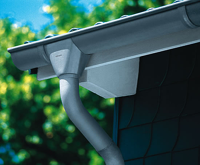 Zinc roof drainage system with gutters and downpipes RHEINZINK ESI