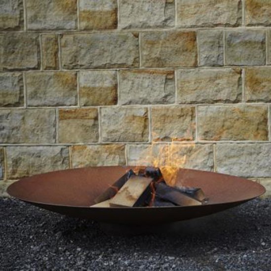 Corten steel fire pit wood burner bowl