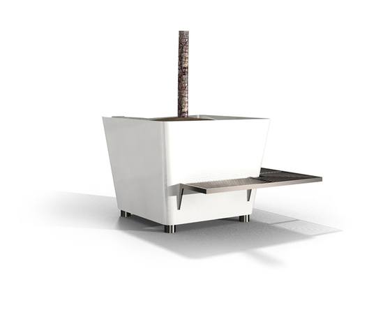 Omos t2 tree planter with stainless steel bench