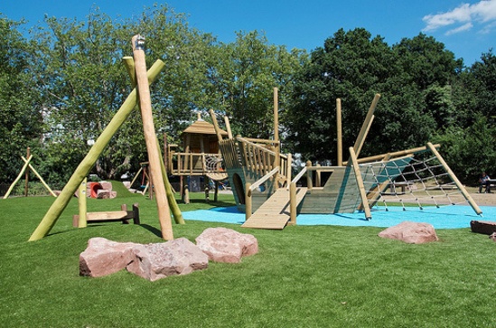 Artificial grass in playground