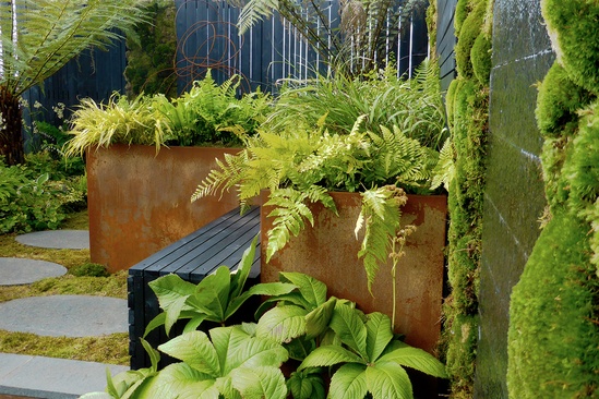 Bespoke corten steel planters, RBGE show garden | IOTA | ESI External Works