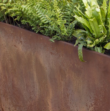 Bespoke corten steel planters, RBGE show garden | IOTA | ESI External Works