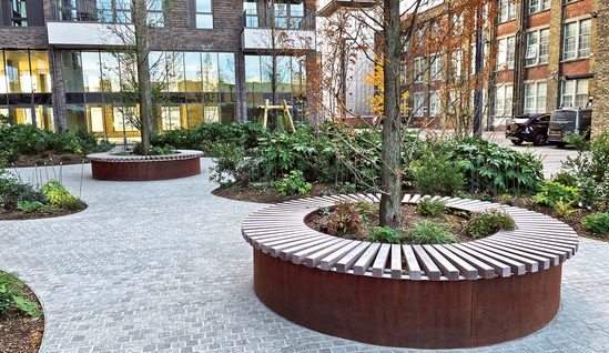 CUBIT Round FSC timber and corten steel planter bench | Factory ...