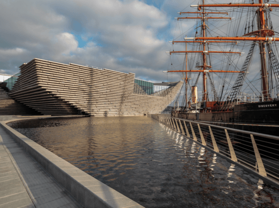 Shallow water mirror and reflection pools, V&A Dundee